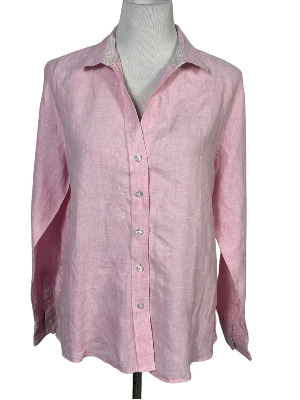 Tommy Bahama Linen Pink Button Down Shirt Long Sleeve Preppy Coastal Women's M